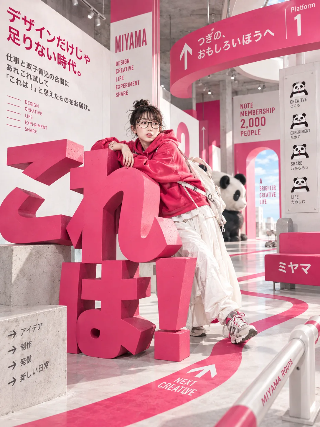 空港展示×巨大立体文字・全部入りポスターの生成作例