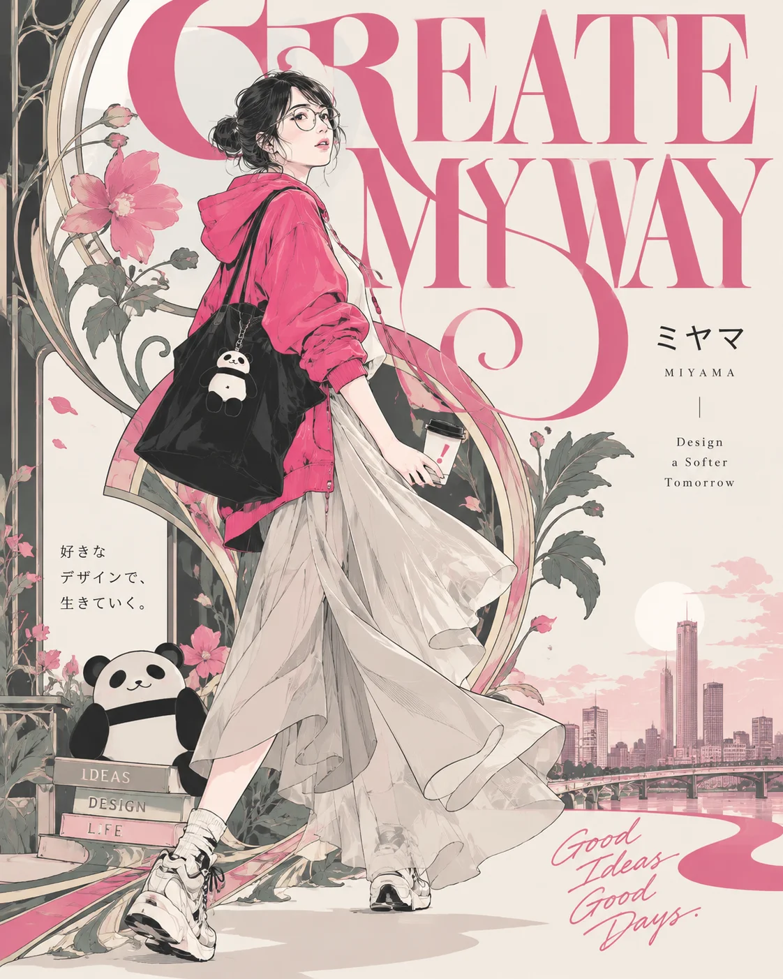 アール・ヌーヴォー風プロフィールポスターの生成作例