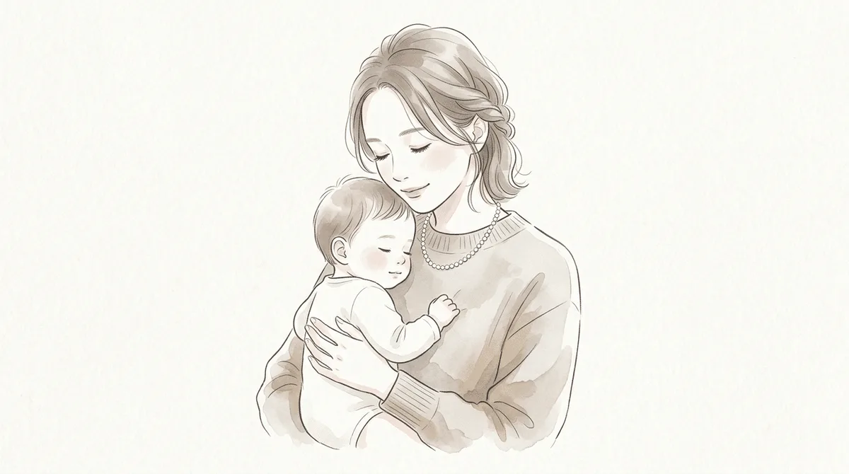 ベージュで柔らかい人物イラストの生成作例