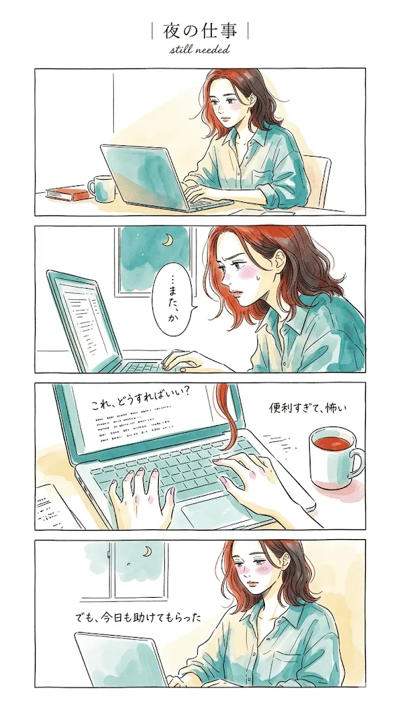 4コマ・女性向け雑誌風｜スタイリッシュBの生成作例