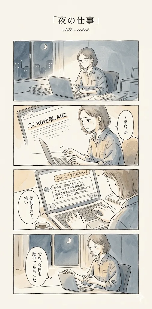 4コマ・女性向け雑誌風｜汎用型（ウォーム系）の生成作例