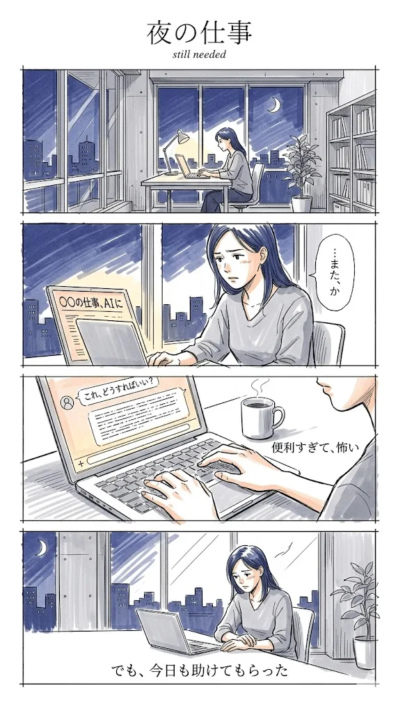 4コマ・女性向け雑誌風｜汎用型（クール系）の生成作例
