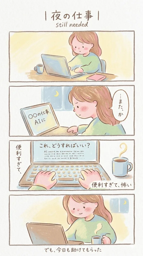 4コマ・女性向け雑誌風｜ゆるかわBの生成作例