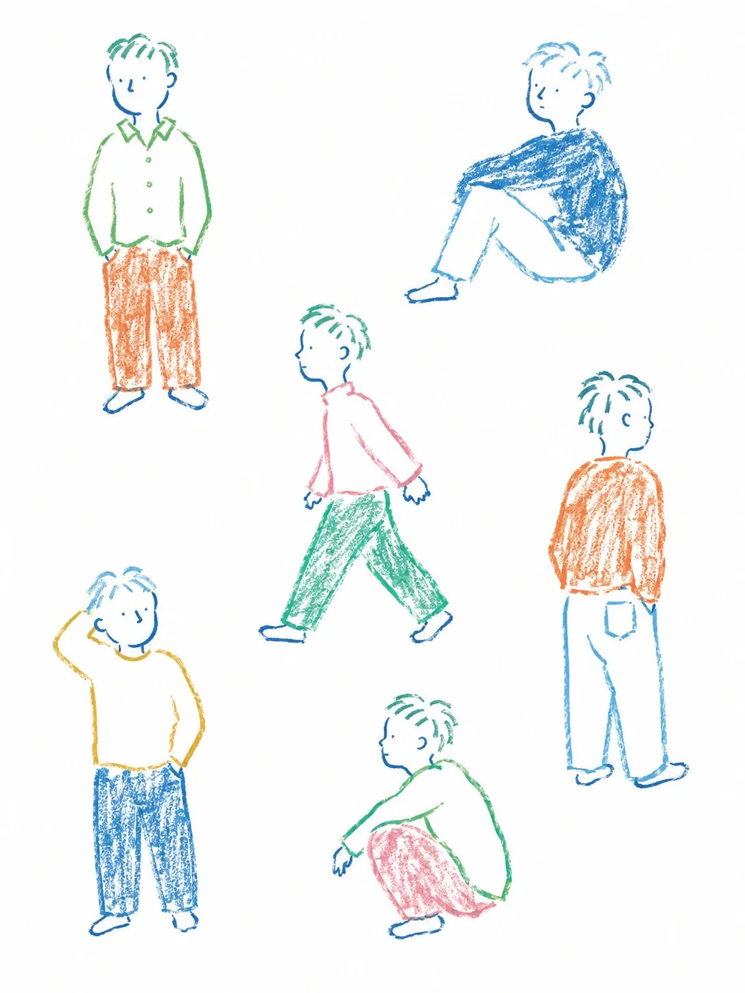 手書き風クレヨン画・青い主線の生成作例