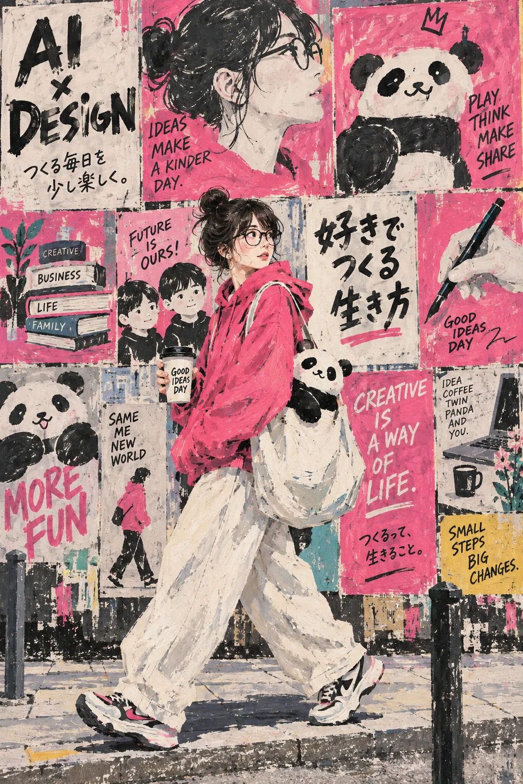 街角ポスター｜手描きイラスト版の生成作例