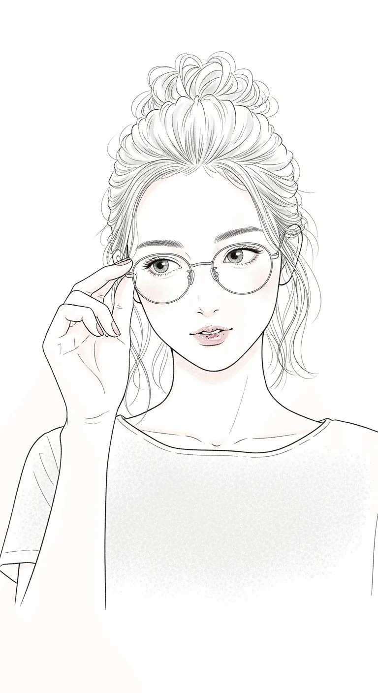 女性向けイラスト（おだんご眼鏡）の生成作例