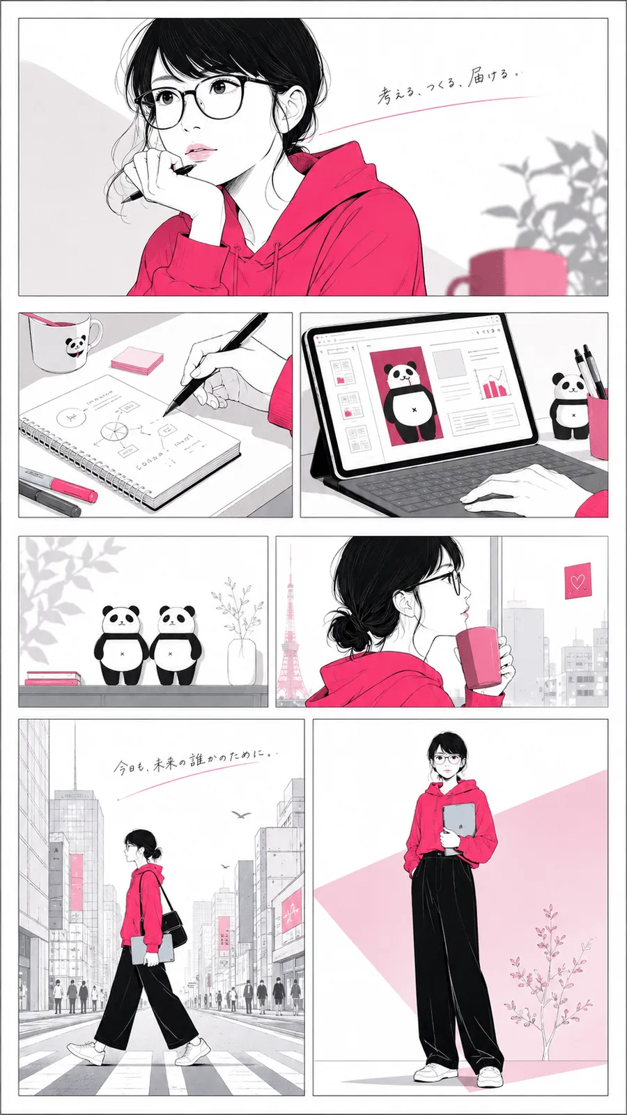 おしゃれ漫画｜自己紹介 白ベースミニマルの生成作例