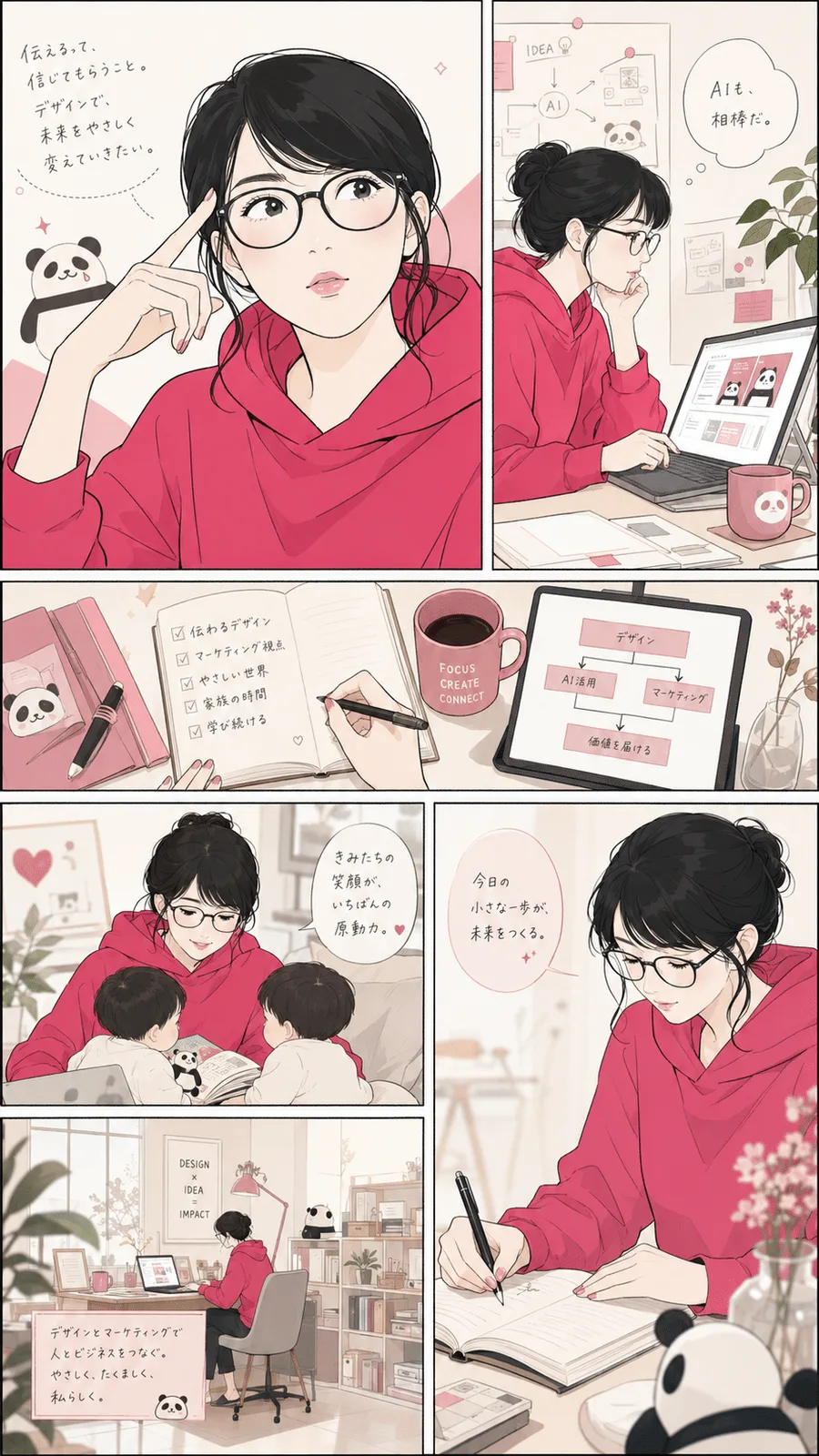 おしゃれ漫画｜自己紹介 ミニマルで落ち着いた配色の生成作例