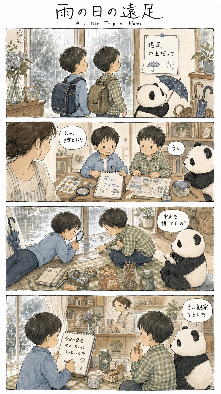 自動４コマ漫画｜おしゃれな水彩手描き風の生成作例