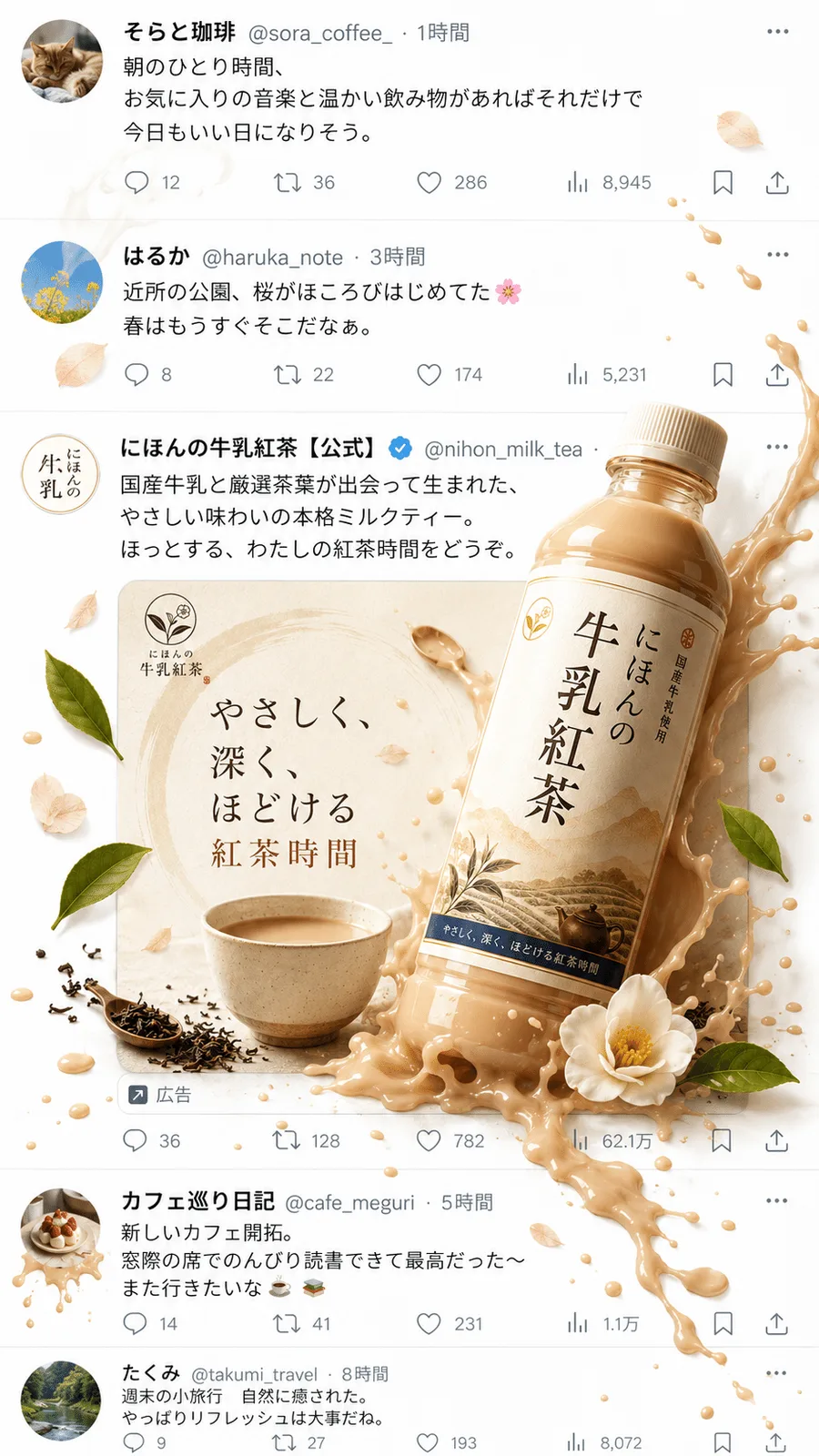 飛び出る広告｜バナー　※【参考】牛乳紅茶固定の生成作例